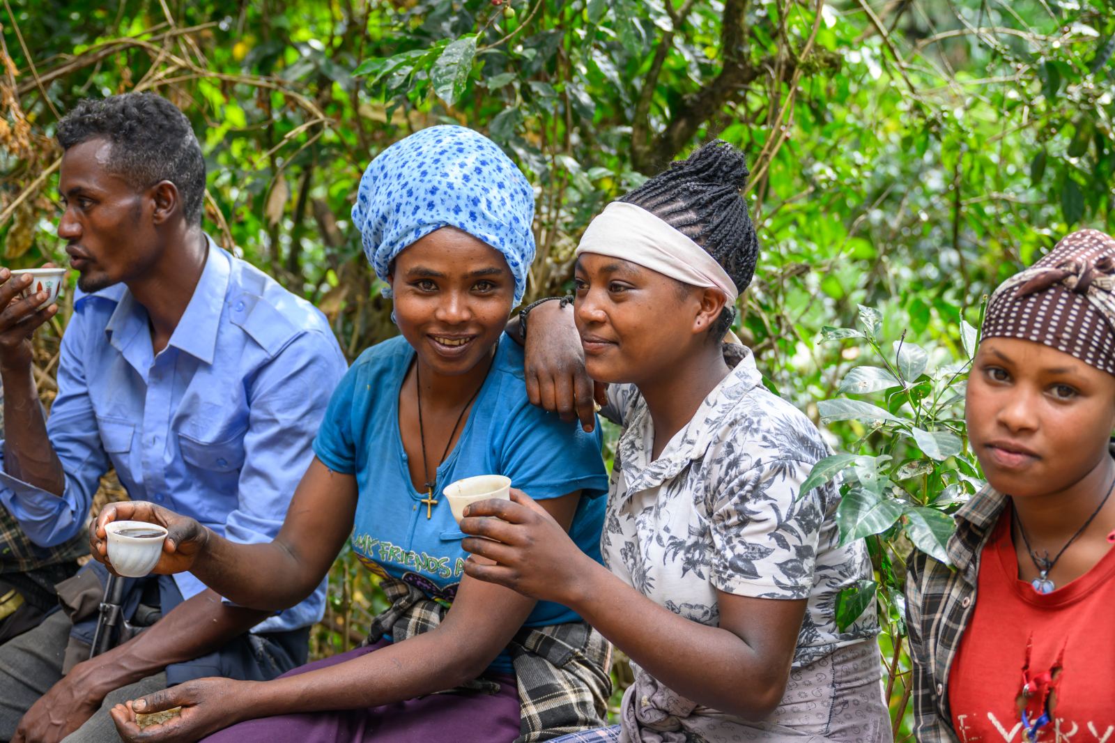 Coffee shared in the shade of the trees at Shone